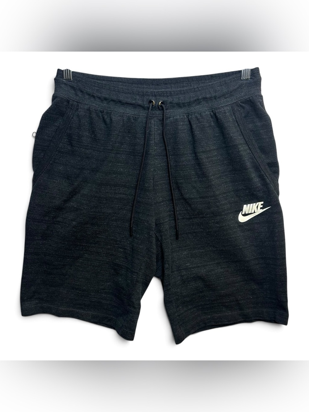 Nike Advance 15 Knit Shorts Men’s Medium Black Heather Drawstring Zip Pocket - Picture 2 of 10